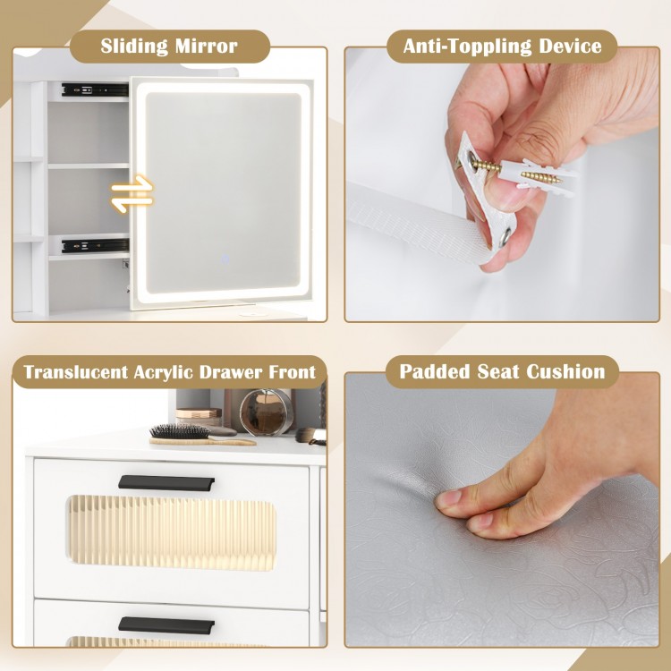 Makeup Vanity Desk with Mirror and Charging Station