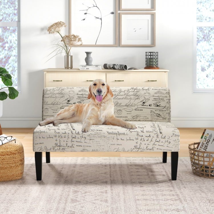 Armless Loveseat Sofa with Backrest, Spring Cushion Support