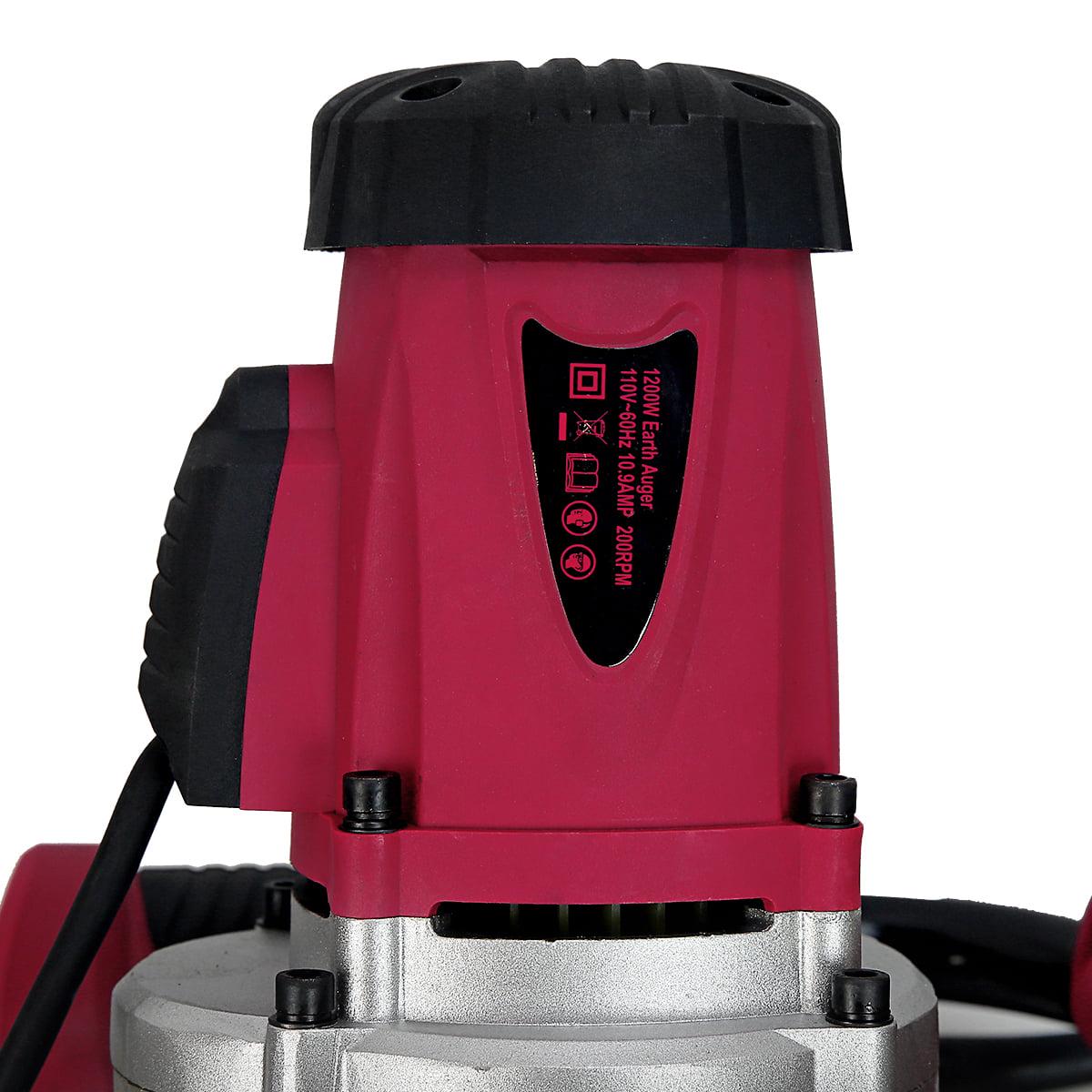 XtremepowerUS 1200W 1.6HP Electric Post Hole Digger with 4′′ Auger Bit Set for Soil and Planting