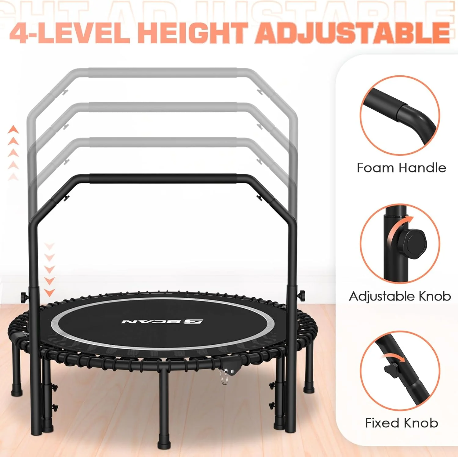 BCAN 450/550 LBS Foldable Mini Trampoline, 40