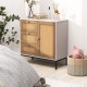 Rattan Sideboard Buffet Cabinet with 1 Door and 3 Drawers