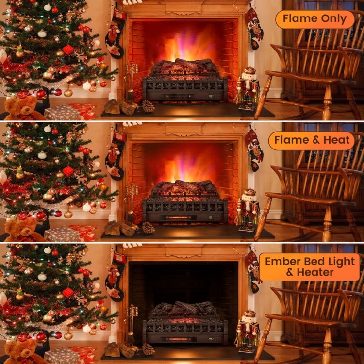 26 Inches Infrared Electric Fireplace with Realistic Pinewood Ember Bed