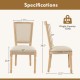 French Dining Chair Set of 2 with Rectangular Backrest and Solid Rubber Wood Frame