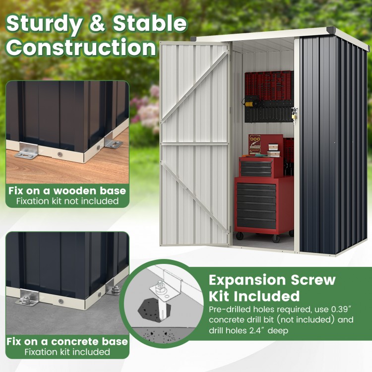 4 x 3 FT Metal Outdoor Storage Shed with Lockable Door