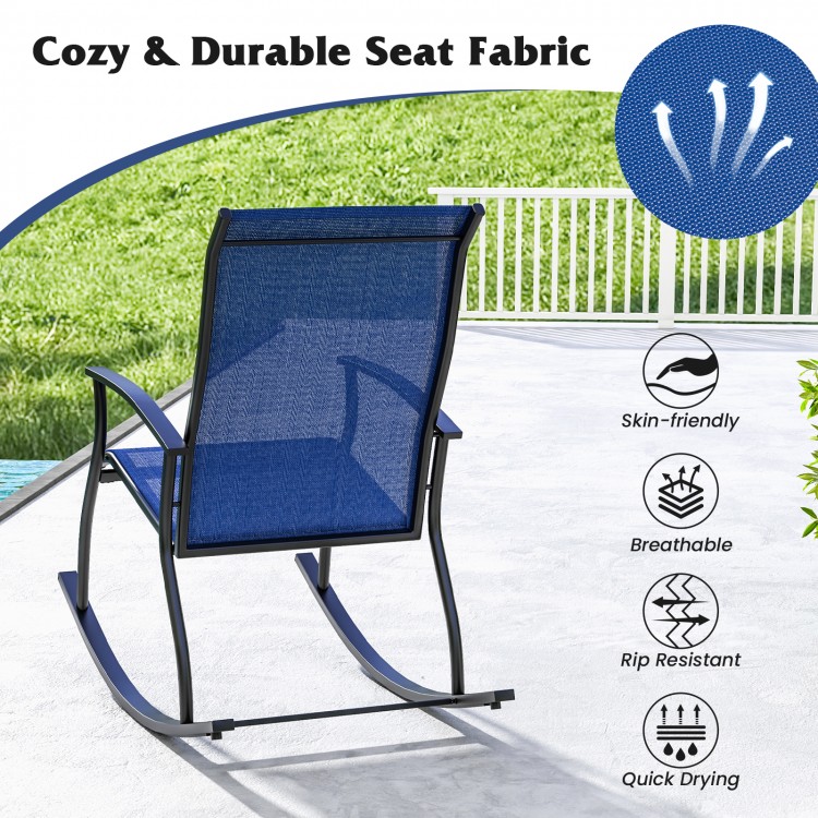2 Pieces Outdoor Rocking Chairs with Breathable Backrest