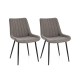 Faux-Leather Texture Dining Chair Set of 2 with Metal Legs and Padded Seat