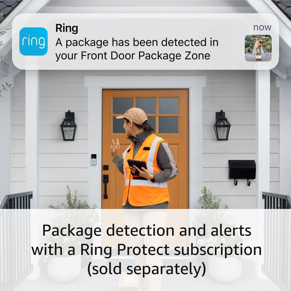 Ring Battery Doorbell Plus, 1536p HD+ Video, Motion Detection, Two-Way Talk, Alexa Compatible, Satin Nickel