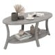 Oval Coffee Table 2-Tier Center Table with Storage Shelf