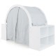 Wooden Kids Play Tent with Curtain Shades and 8 Cubbies