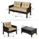 4 Pieces Outdoor Rattan Wicker Furniture Set with Cushions