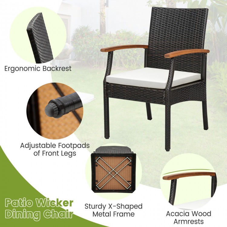 Set of 2/4 Patio Dining Chair with Soft Zippered Cushion