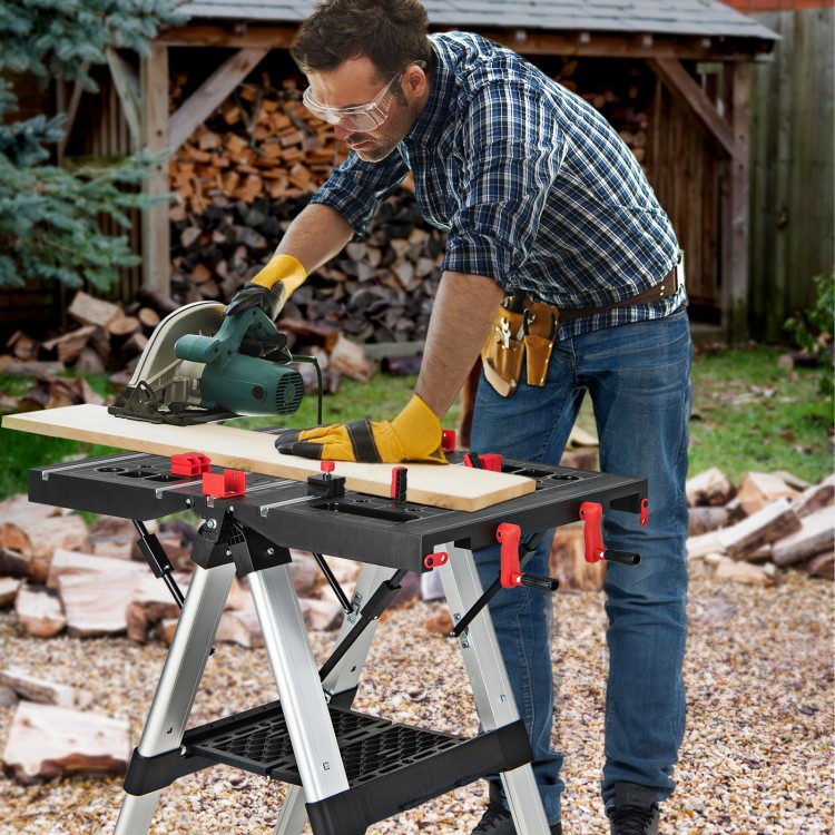 Portable Folding Workbench with Adjustable Height for Garage Home