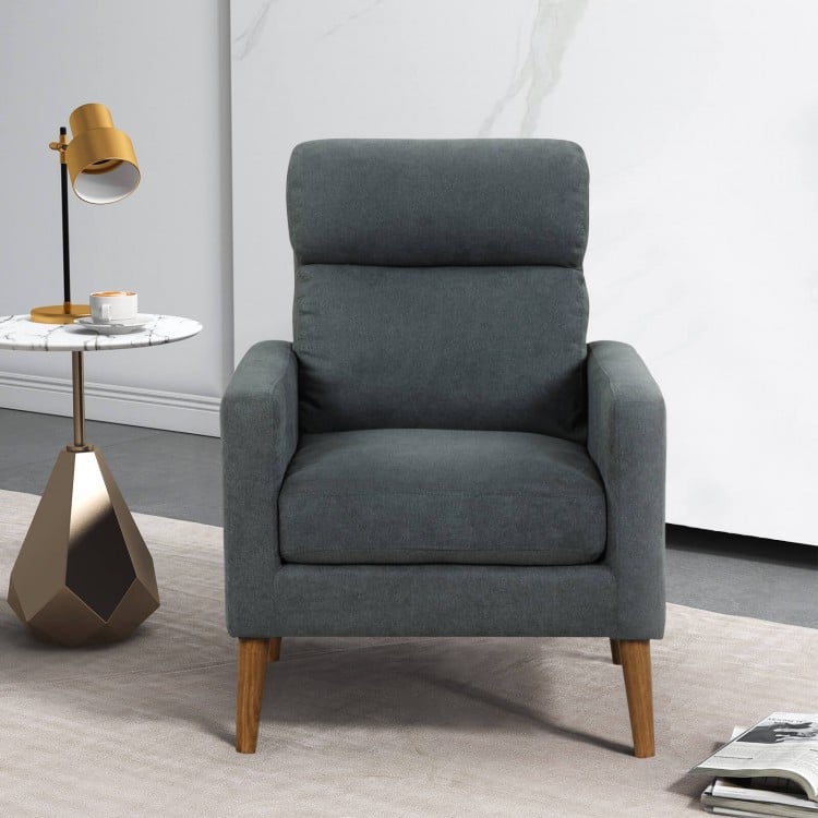 Lint Fabric Modern Accent Chair with Solid Wood Legs