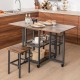 Drop Leaf Expandable Dining Table Set with Lockable Wheels