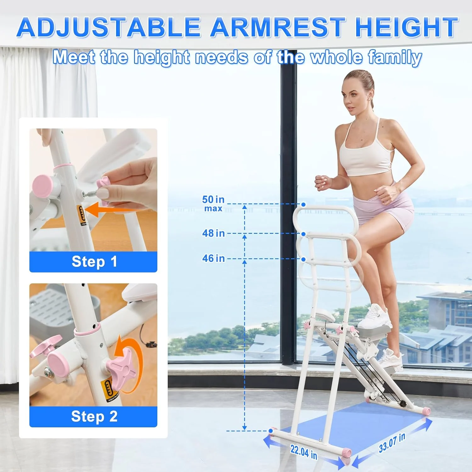 Stair Stepper for Home Gym,Folding Vertical Climber Cardio Exercise Machine,Stair Climber for Full Body Workout with Adjustable Handlebar for Women & Men