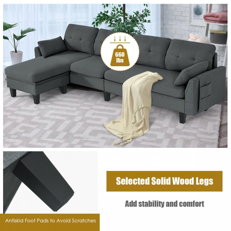 Reversible Sectional Sofa Couch L-Shaped Sofa Couch with Ottoman