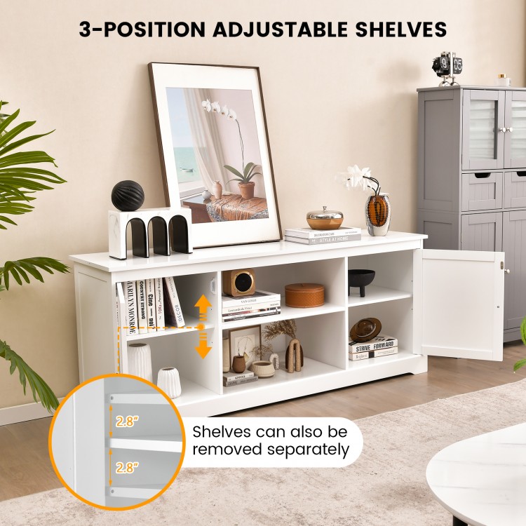 58 Inch TV Stand with 2 Cabinets and Adjustable Shelves for TVs up to 65 Inch