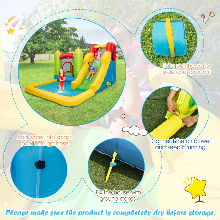 Outdoor Inflatable Bounce House with 480 W Blower