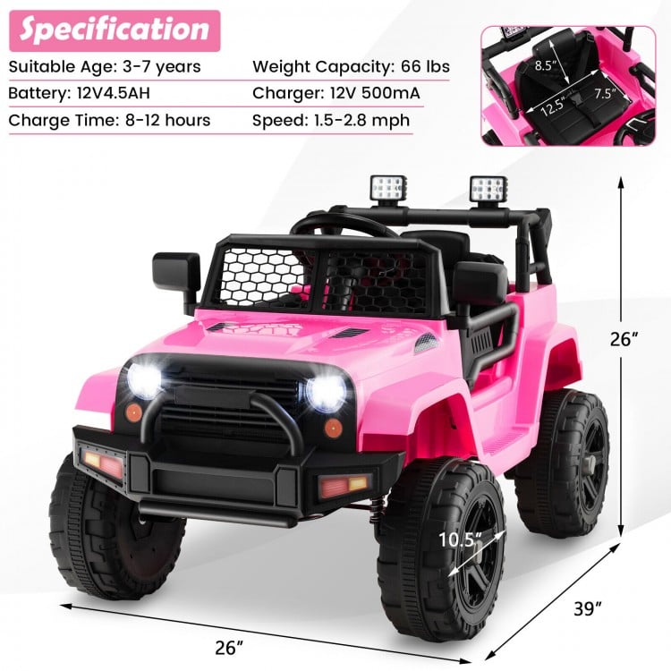 12V Kids Ride On Truck with Remote Control and Headlights