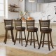 29 Inches Swivel Counter Height Barstool Set of 2 with Rattan Backrest and Footrest