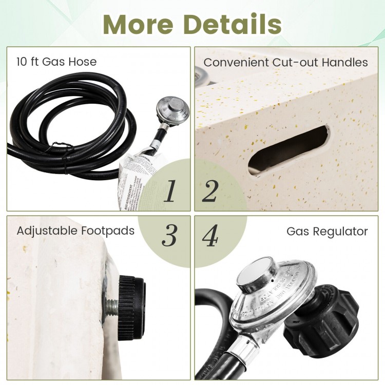 28 Inch 40000 BTU Square Propane Gas Fire Pit with PVC Cover