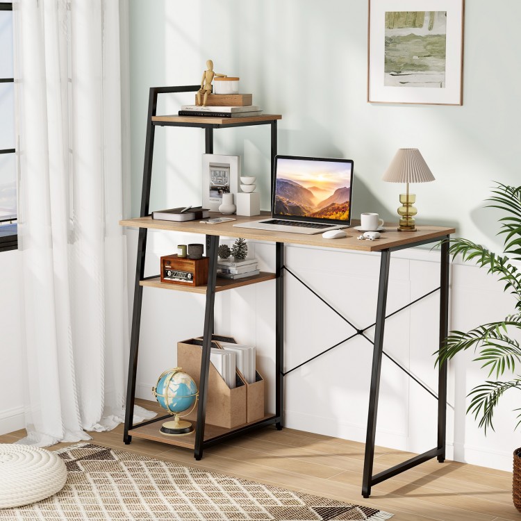 Computer Desk with Shelves and 3-Tier Storage Bookshelf