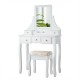 Makeup Vanity Set with Mirror and Cushioned Stool
