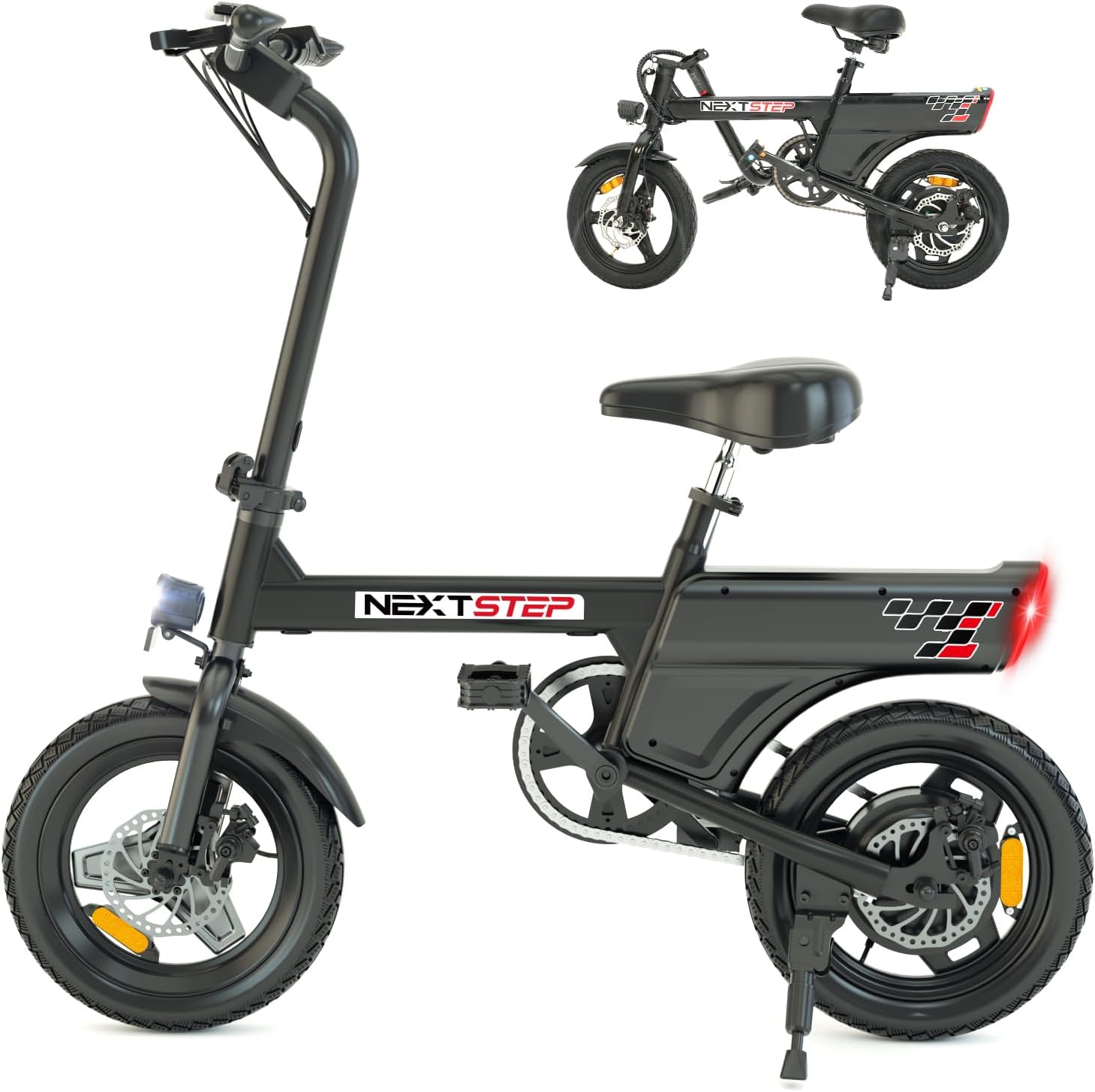 RAOO MIN E-cykel, e cykel mænd og kvinder, cykel bærbar by pendler, elektrisk cykel maks. 25 km/t, 250 W motor, 20-30 km rækkevidde, skivebremser, LED-lys og LCD-display,