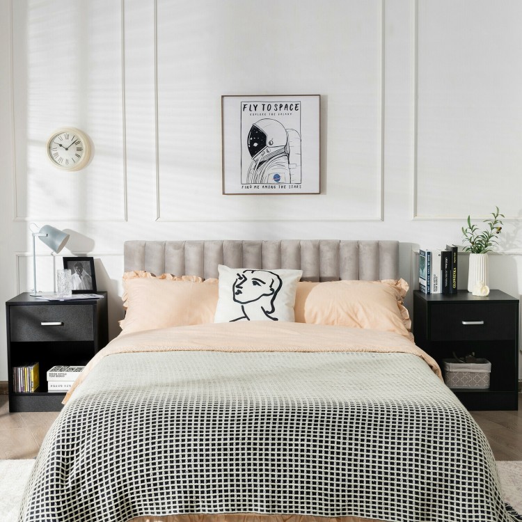 Set of 2 Modern Wooden Nightstands with Storage Drawer and Open Cabinet