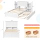 Twin/Full Kids Wooden Platform Bed with Trundle Storage Headboard