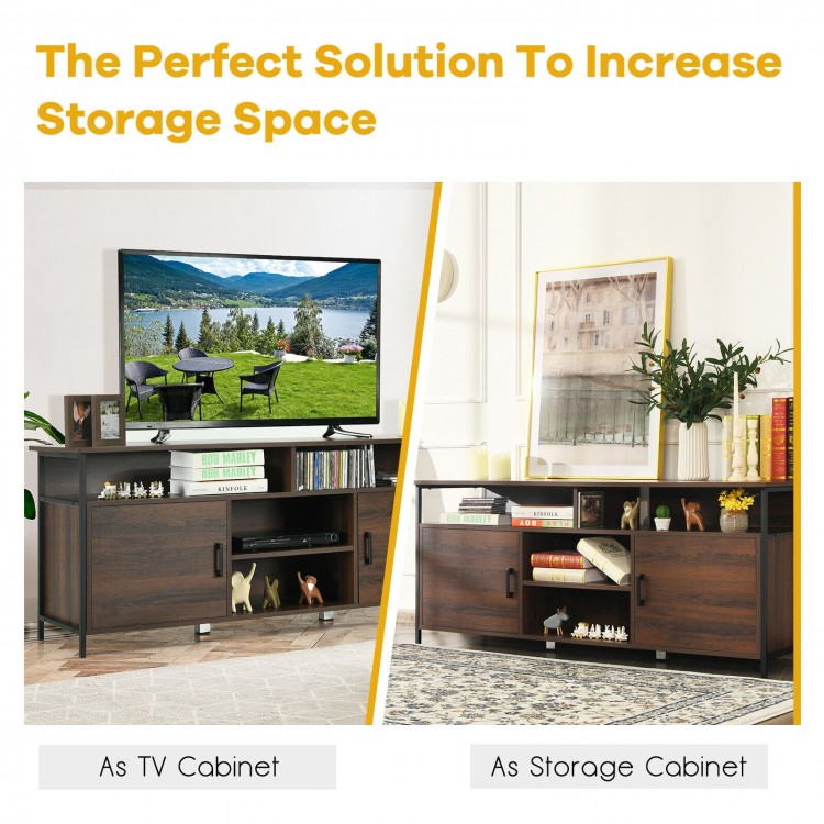 58 Inch Wood TV Stand Entertainment Media Center Console with Storage Cabinet