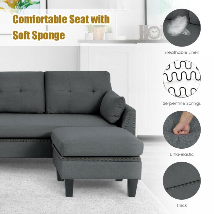 Reversible Sectional Sofa Couch L-Shaped Sofa Couch with Ottoman