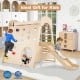 8-in-1 Indoor Jungle Gym Wooden Playground with Swing and Climbing Wall