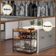 3-Tier Rolling Bar Cart with Removable Tray and Wine Rack