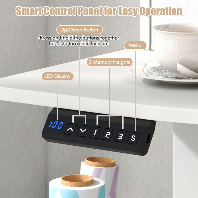 48 Inch x 24 Inch Height Adjustable Electric Standing Desk with 2 Drawers