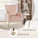 Velvet Upholstered Wingback Chair with Lumbar Pillow and Golden Metal Legs