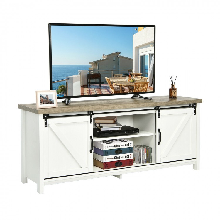 TV Stand Media Center Console Cabinet with Sliding Barn Door for TVs Up to 65 Inch