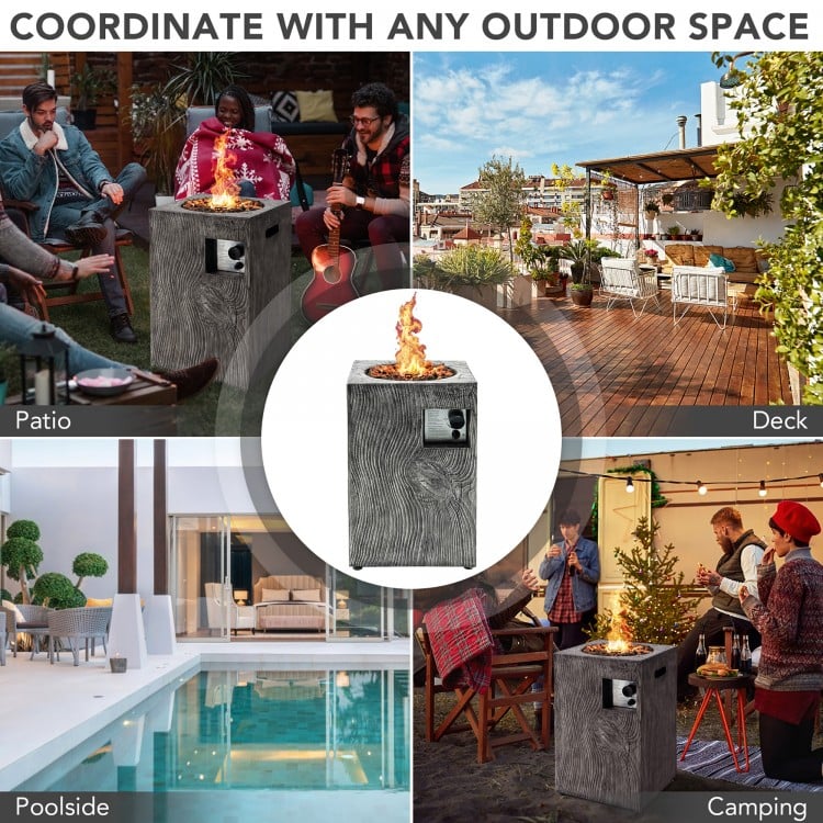 16 Feet Square Outdoor Propane Fire Pit with Lava Rocks Waterproof Cover 30,000 BTU