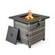 29 Inch Propane Rattan Firepit Table with Lava Rocks and Protective Cover