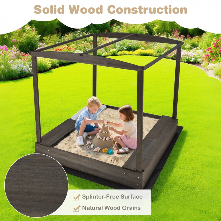 Wooden Sandbox with Canopy for Children 3+ Years Old