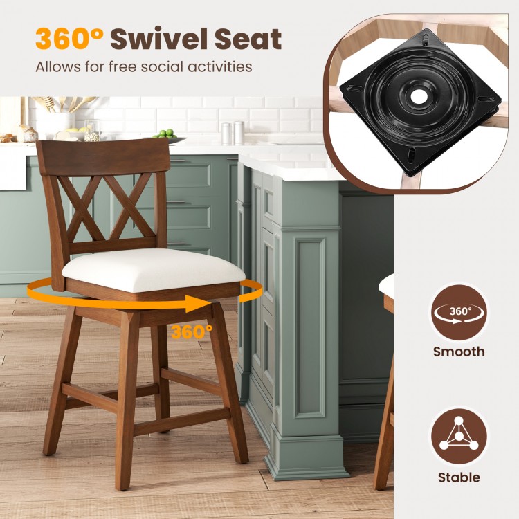 26 Inch Bar Stool with Contoured Backrest and Swivel Padded Seat