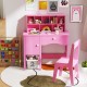 Kids Study Desk and Chair Set with Chair Hutch and Storage Cabinet for 3+ Years Old