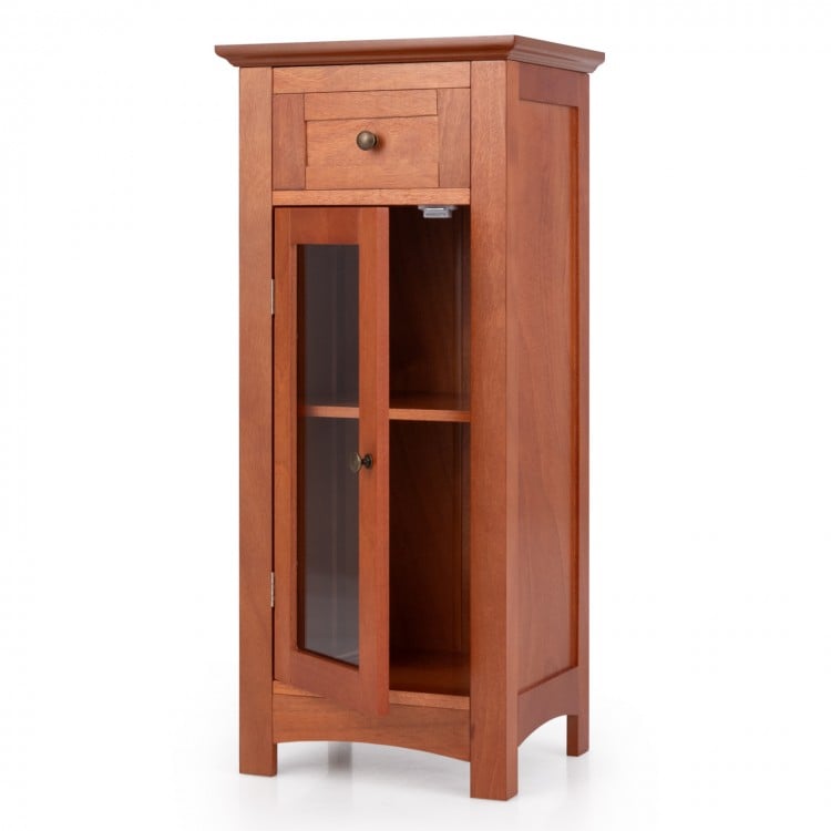 Bathroom Freestanding Storage Cabinet with Single Glass Door