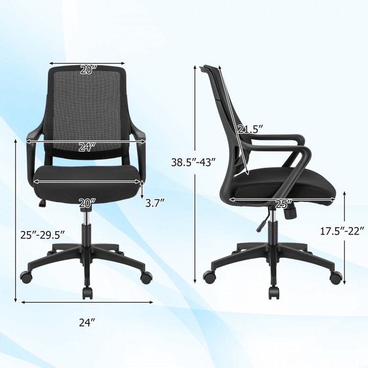 Modern Breathable Mesh Chair with Curved Backrest and Armrest