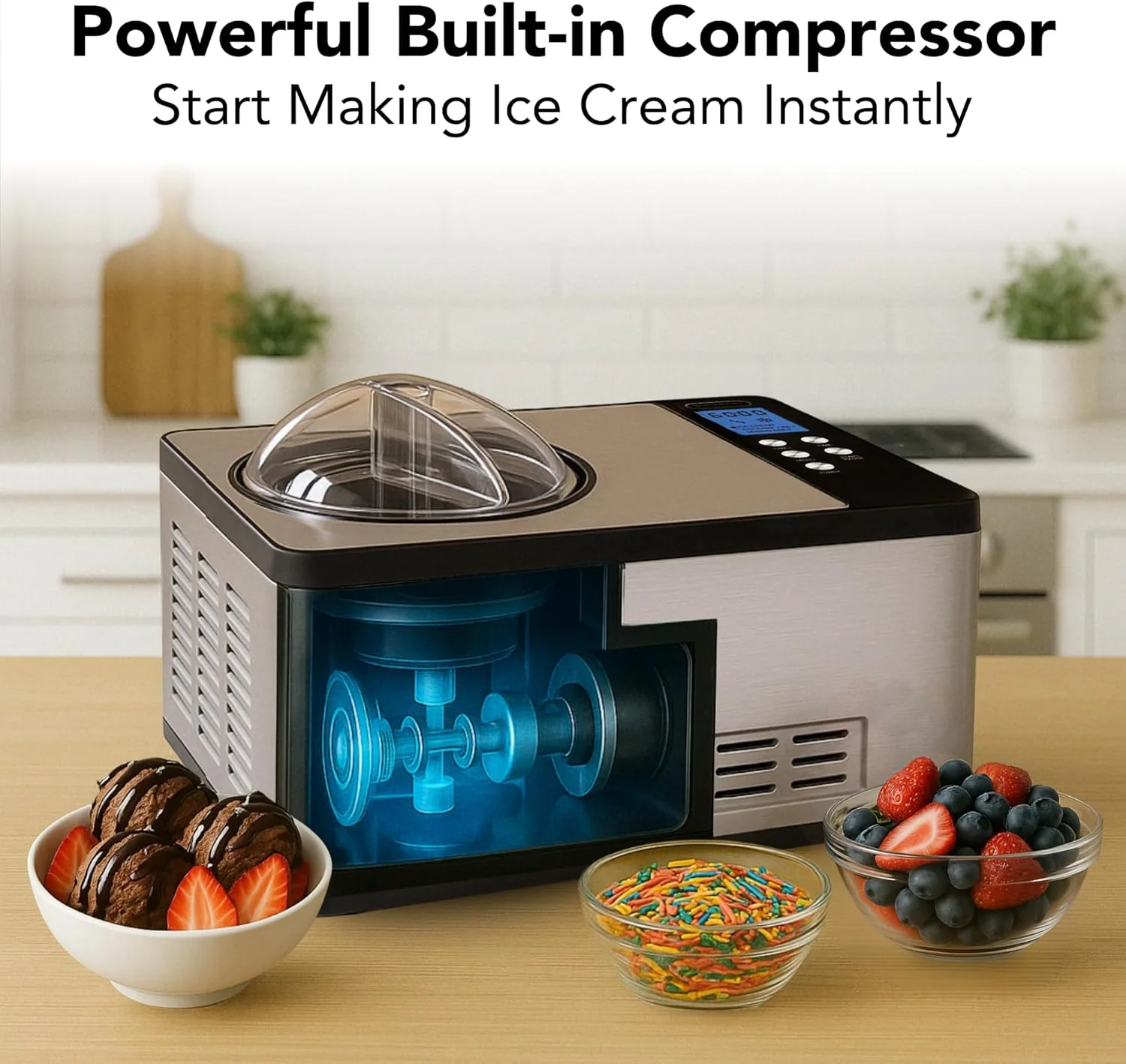 Whynter ICR-300SS 0.5-Quart Stainless Steel Rolled Ice Cream Maker With Compressor