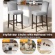 Set of 2 Bar Height Dining Side Barstools with Thick Cushion