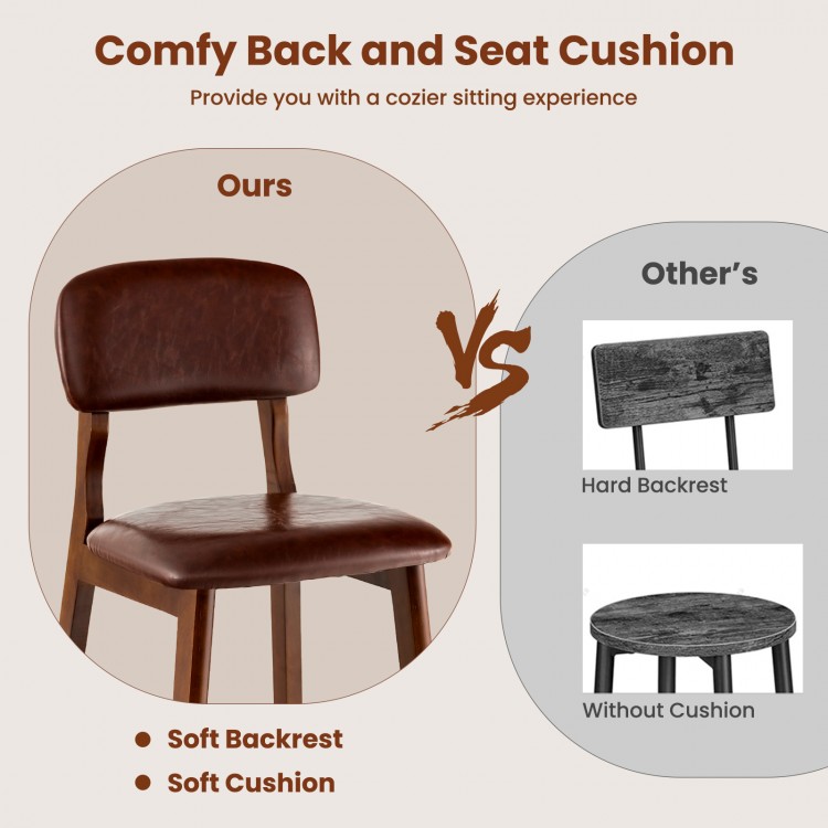 29 Inch Upholstered PU Bar Stools with Rubber Wood Legs