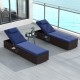 Outdoor PE RattanChaise Lounge with 6-level Backrest