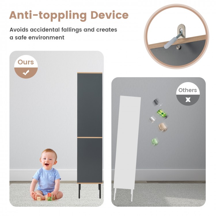 Free-Standing Bathroom Cabinet Narrow Linen with Doors and Drawer