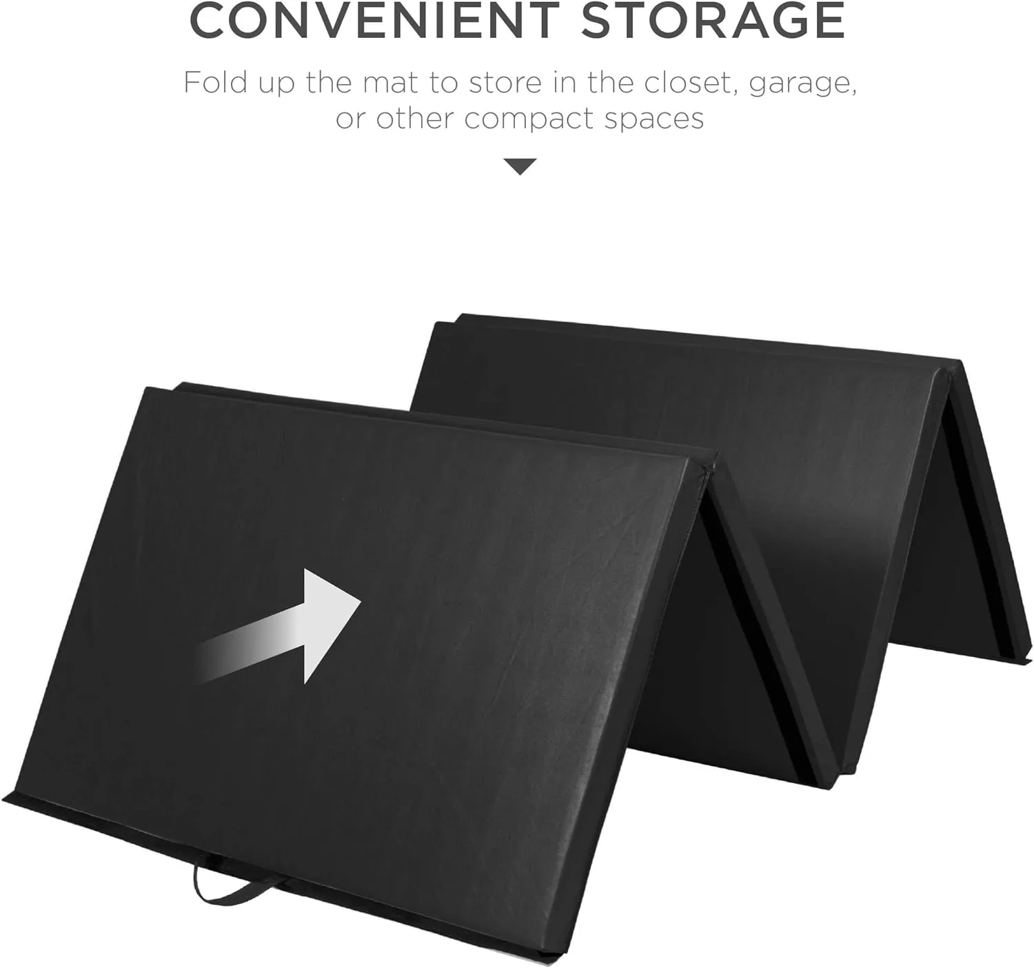 Best Choice Products 10ft Folding Gym Mat, Black, 4-Panel, EPE Foam, Exercise & Gymnastics, w/Handles